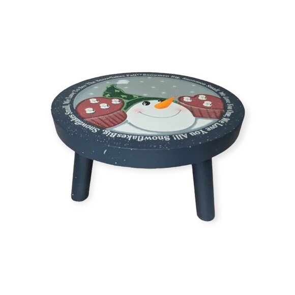 NWOT Wooden Painted Snowman 3 Legged Stool - Picture 2 of 13